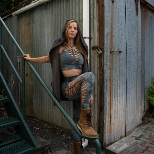 Pewter Crop Top and Hand-Dyed Yoga Slit Weave Fire Hula Hoop Unleash Your Inner Goddess