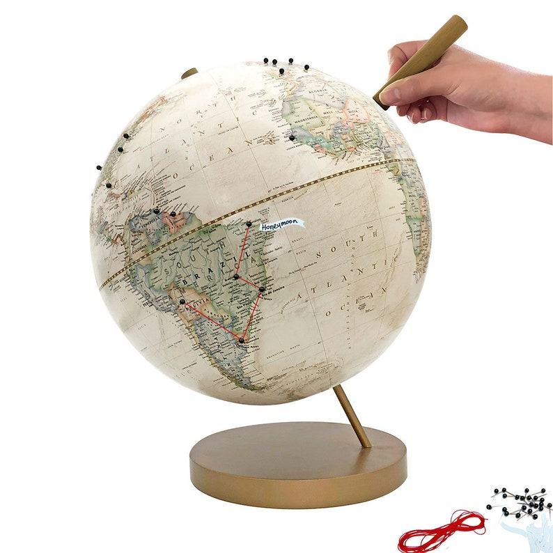 Pin the World Ivory Push Pin Globe for Travel Adventures