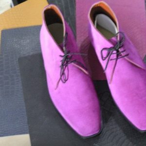 Pink Suede Lace-Up Boots for Men  Stylish Designer Ankle Boots
