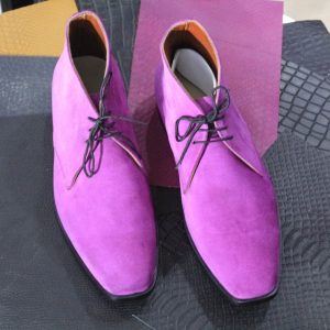 Pink Suede Lace-Up Boots for Men  Stylish Designer Ankle Boots