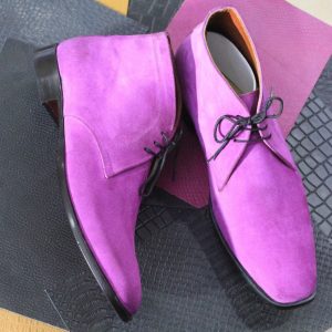 Pink Suede Lace-Up Boots for Men  Stylish Designer Ankle Boots
