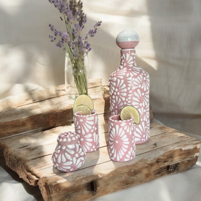 Pink Tavalera Pottery Ceramic Decanter Set Dulce Nostalgia Edition, 500 ml