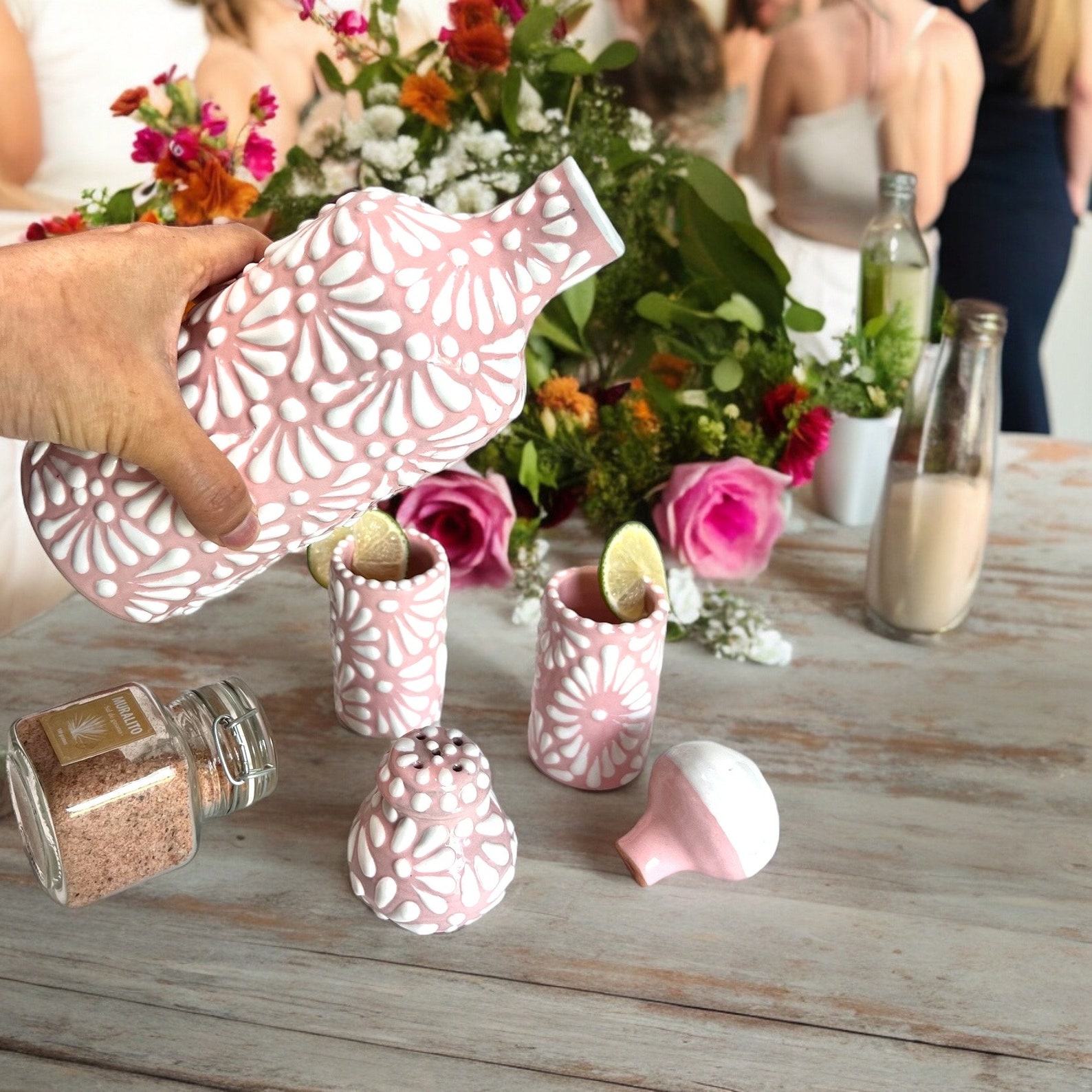 Pink Tavalera Pottery Ceramic Decanter Set Dulce Nostalgia Edition, 500 ml