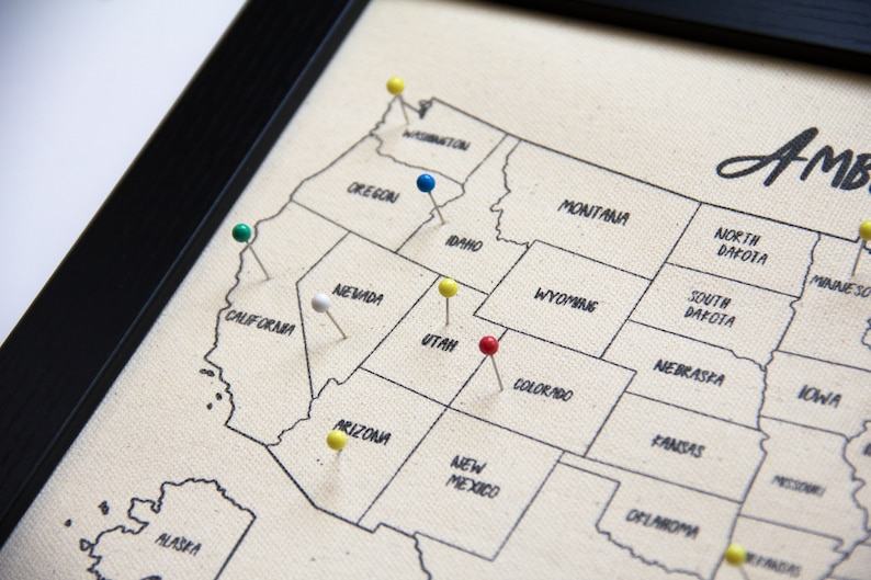 Pinpoint Your Adventures Personalized USA Push Pin Travel Map for Unforgettable Memories