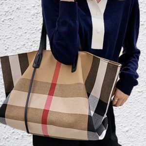 Plaid Canvas Tote Spacious Handbag, Interesting  Item for Her