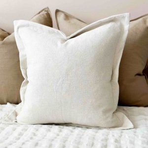 Plush Comfort Orla Flange Edge Cream/Sand Cushion with Duck Feather Pad