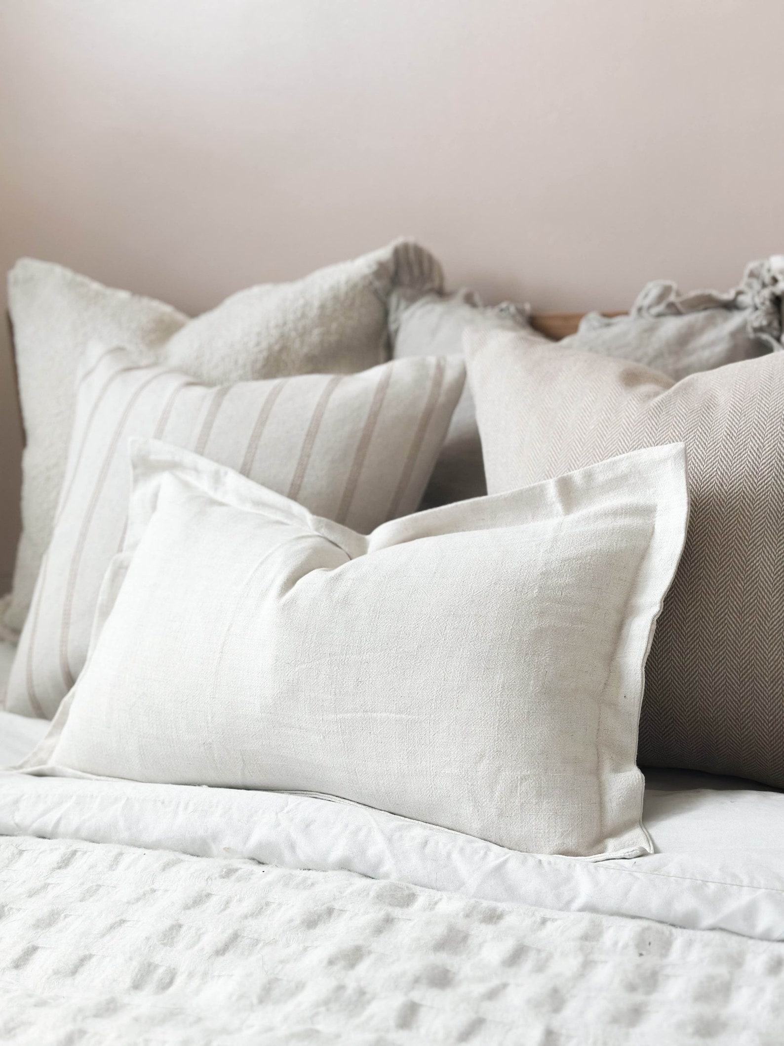 Plush Comfort Orla Flange Edge Cream/Sand Cushion with Duck Feather Pad - Image 5