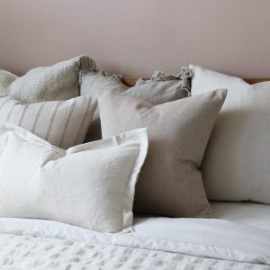 Plush Comfort Orla Flange Edge Cream/Sand Cushion with Duck Feather Pad