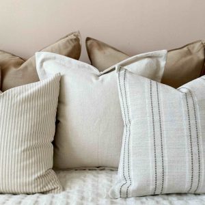 Plush Comfort Orla Flange Edge Cream/Sand Cushion with Duck Feather Pad