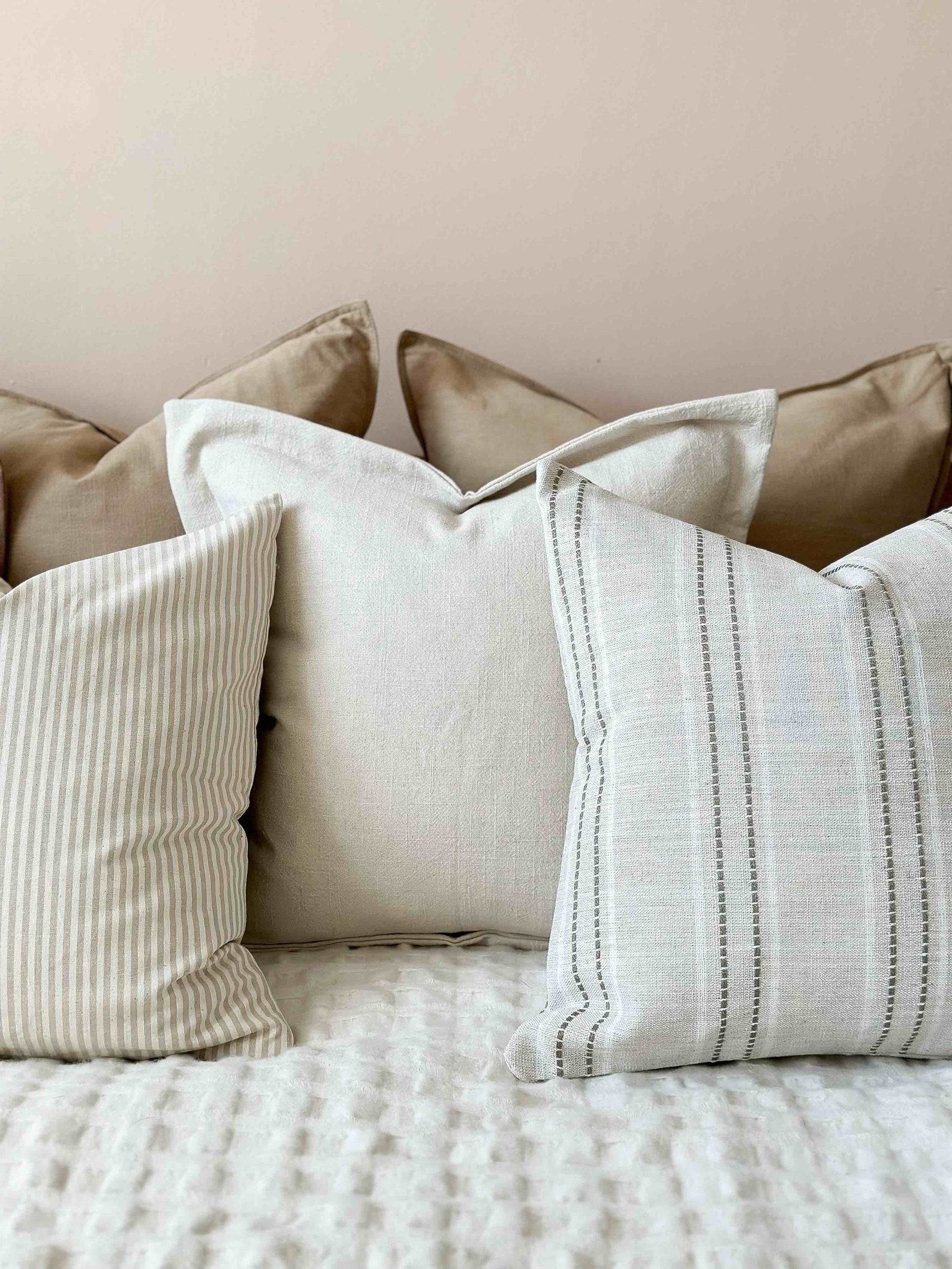 Plush Comfort Orla Flange Edge Cream/Sand Cushion with Duck Feather Pad - Image 4