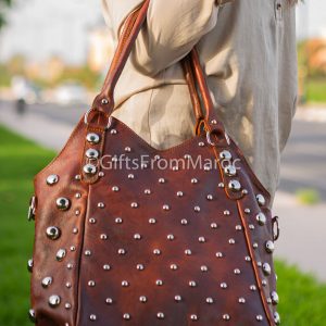 Polka Dot Studded Leather Tote A Timeless Statement for Everyday Style