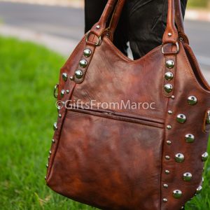 Polka Dot Studded Leather Tote A Timeless Statement for Everyday Style
