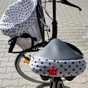 Polka Dot Wicker Basket Saddle and Handlebar Covers Protect Your Ride with Style