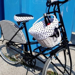Polka Dot Wicker Basket Saddle and Handlebar Covers Protect Your Ride with Style