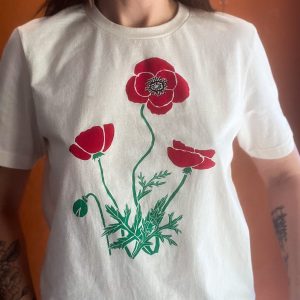 Poppy Flower T-Shirt Handcrafted Wildflower Art, Screen Printed for Nature Lovers