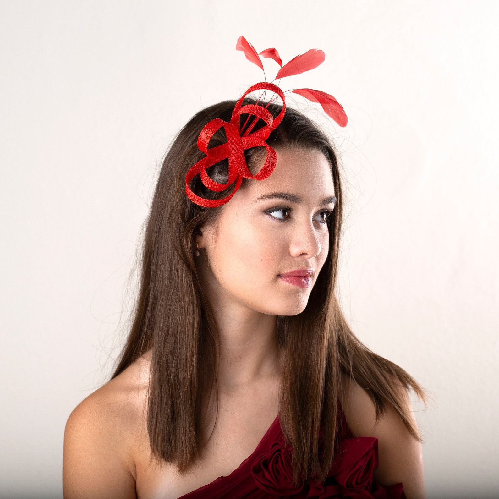 Poppy Red Feather Fascinator A Statement Headpiece for Bridesmaids and Weddings