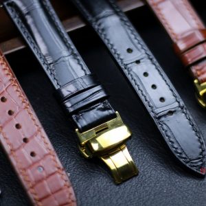 Premium Alligator Watch Band Elevate Your Timepiece with Genuine Leather and Deployant Clasp