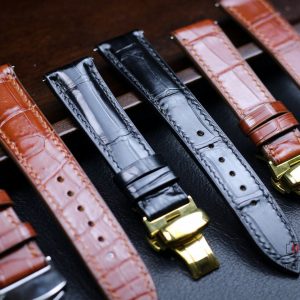 Premium Alligator Watch Band Elevate Your Timepiece with Genuine Leather and Deployant Clasp