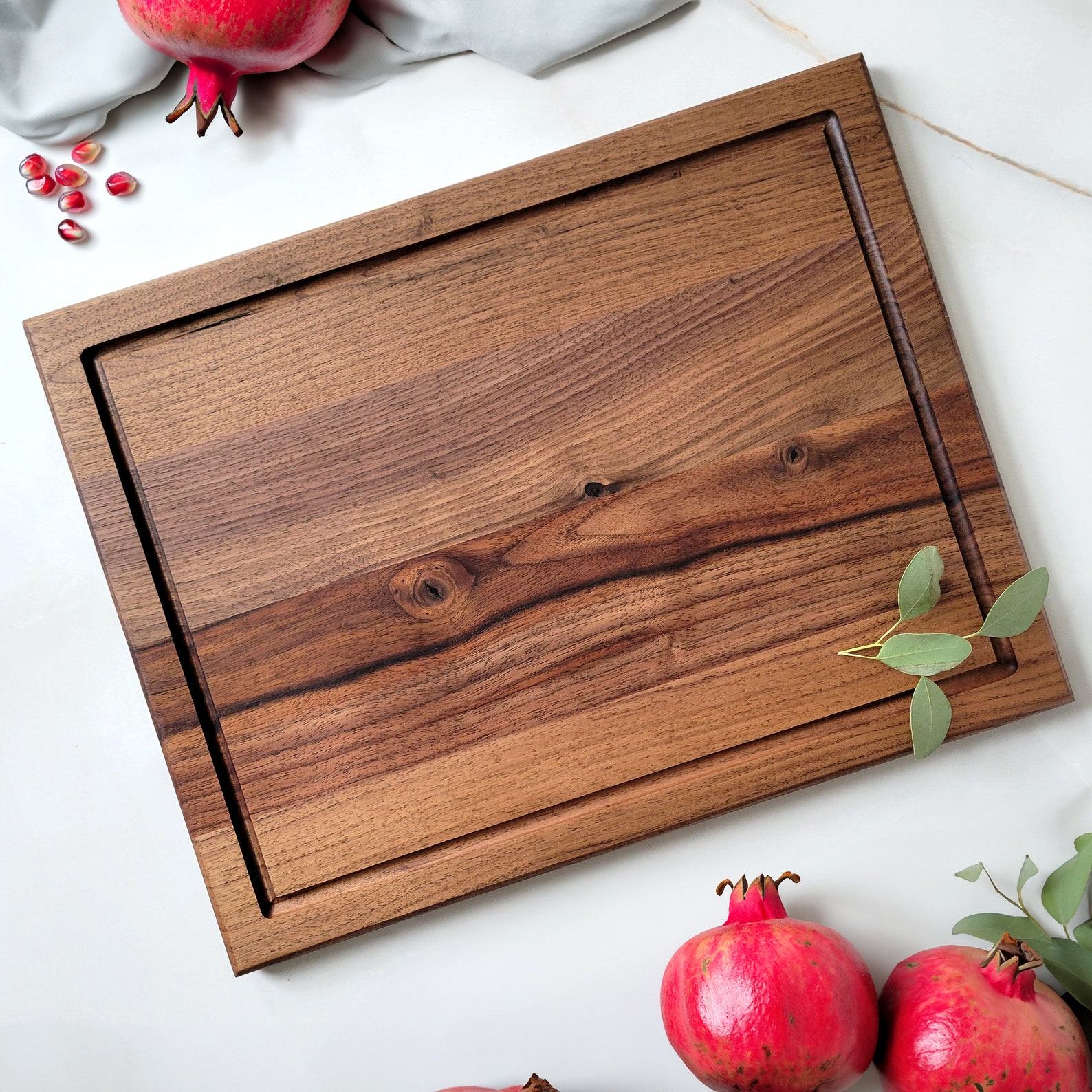 Premium Black Walnut Cutting Board with Juice Groove for Charcuterie and Culinary Delights