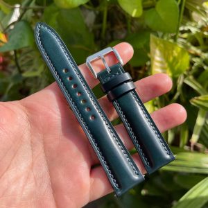 Premium Blue Horween Shell Cordovan Leather Watch Strap Elevate Your Timepiece with Unparalleled Craftsmanship