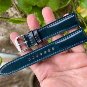 Premium Blue Horween Shell Cordovan Leather Watch Strap Elevate Your Timepiece with Unparalleled Craftsmanship