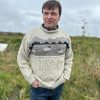 Premium British Wool Aran Sweater Unlined, Fine Knit, Natural, Fitted, UK-Made Country Wear