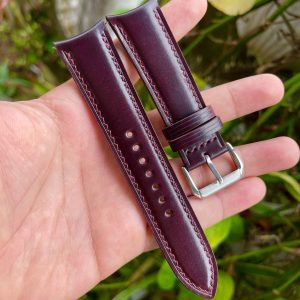 Premium Curved End Shell Cordovan Watch Strap Customizable Fit, Quick Release Convenience