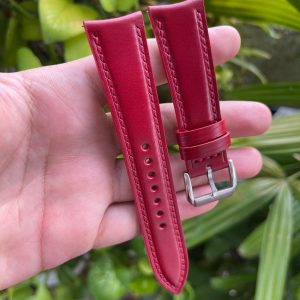 Premium Curved End Shell Cordovan Watch Strap Customizable Fit, Quick Release Convenience