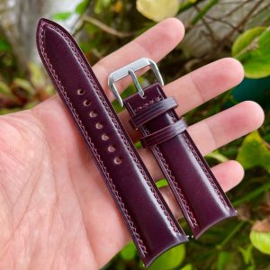 Premium Curved End Shell Cordovan Watch Strap Customizable Fit, Quick Release Convenience