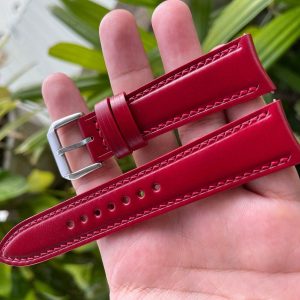 Premium Curved End Shell Cordovan Watch Strap Customizable Fit, Quick Release Convenience