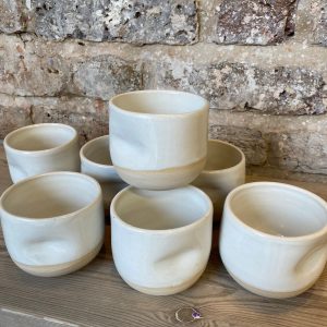 Premium Flat White Coffee Cup Ergonomic Thumb Dimple for Enhanced Grip