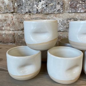 Premium Flat White Coffee Cup Ergonomic Thumb Dimple for Enhanced Grip