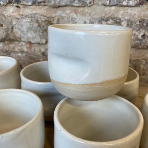 Premium Flat White Coffee Cup Ergonomic Thumb Dimple for Enhanced Grip