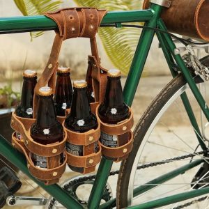 Premium Leather 6-Pack Bike Beer Holder The Ultimate Cycling Companion