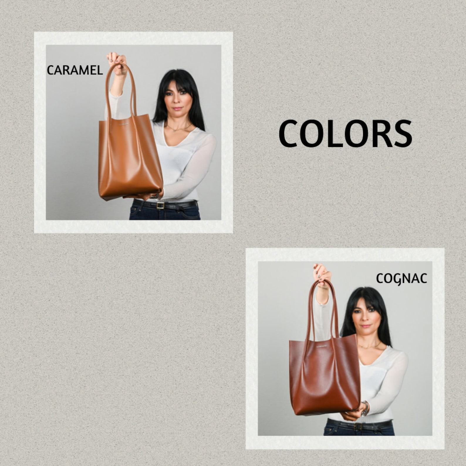 Premium Leather Bags Timeless Styles in White, Cognac, Caramel, Black, Beige, and Mini