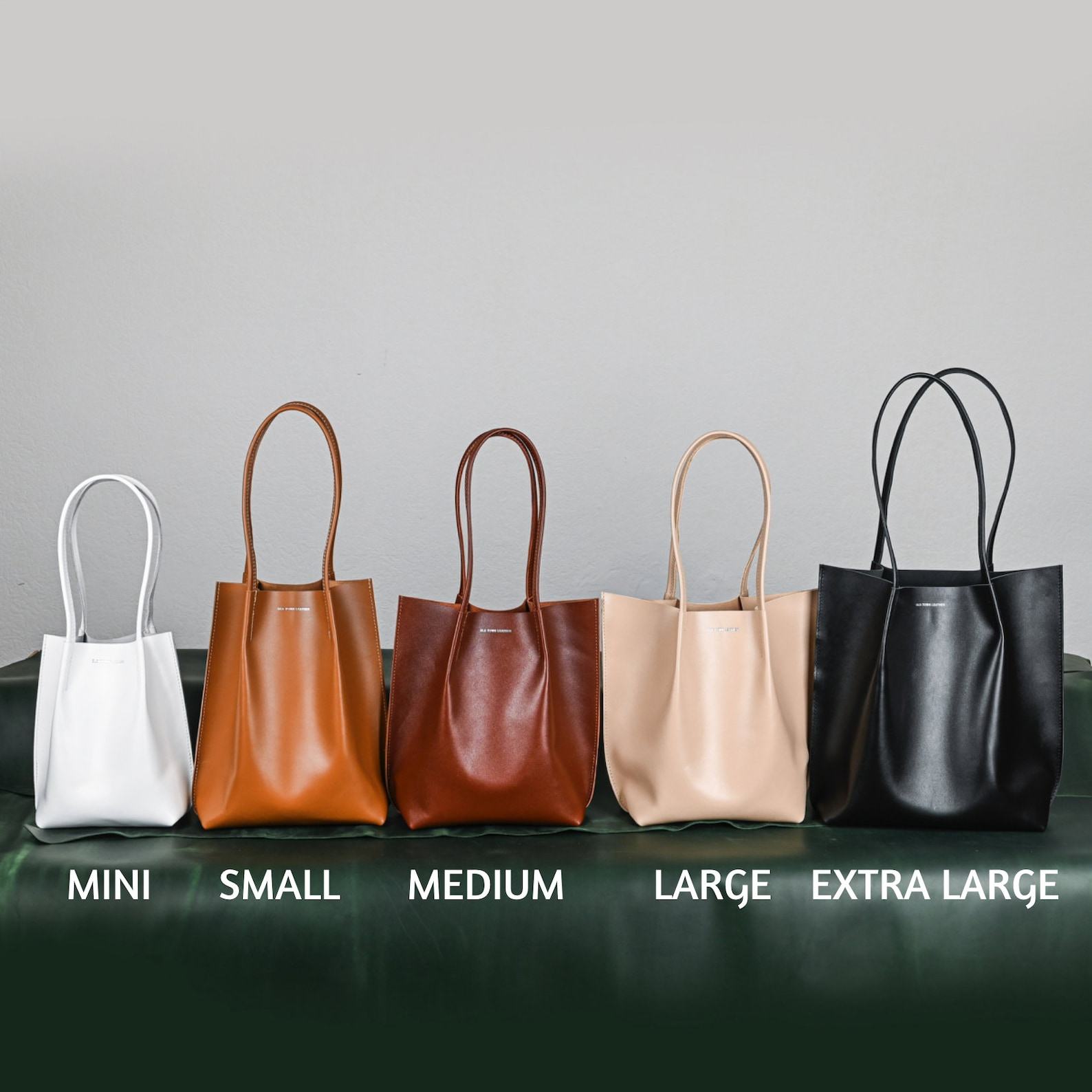 Premium Leather Bags Timeless Styles in White, Cognac, Caramel, Black, Beige, and Mini