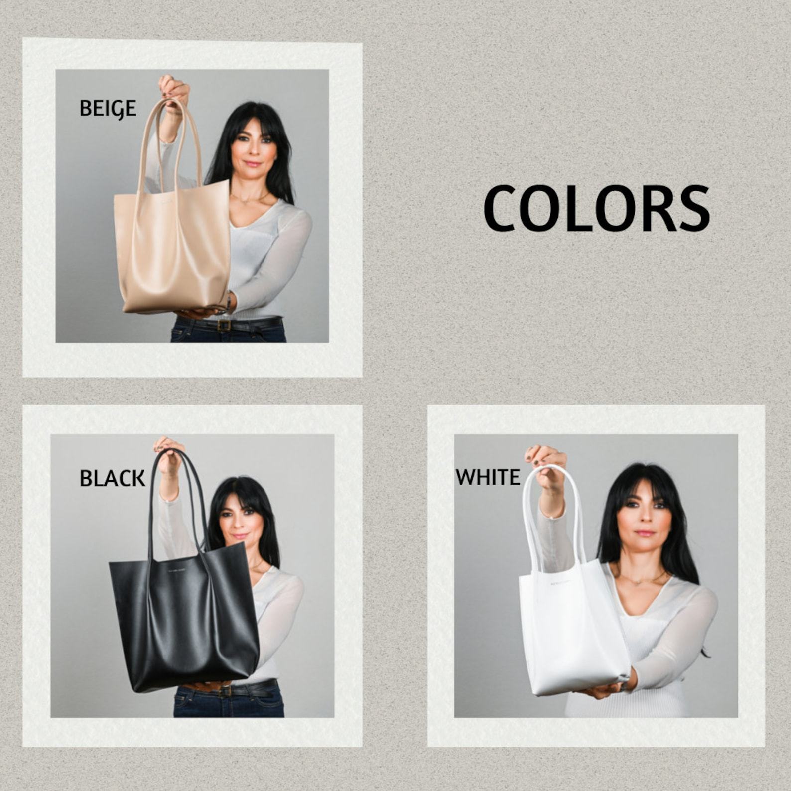 Premium Leather Bags Timeless Styles in White, Cognac, Caramel, Black, Beige, and Mini