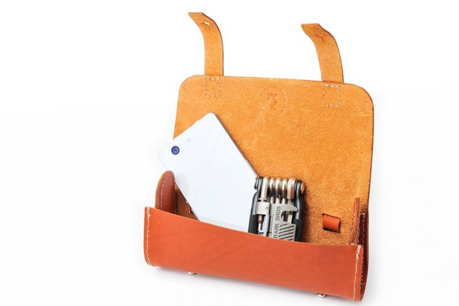 Premium Leather Bike Bag Saddlebag, Handlebar Bag, Pannier, and Cyclist Item - Image 5