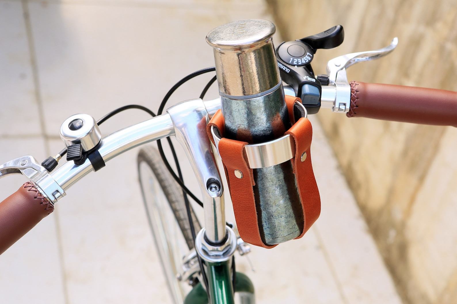 Premium Leather Bike Cup Holder Secure and Stylish Hydration for Your Rides - Image 3