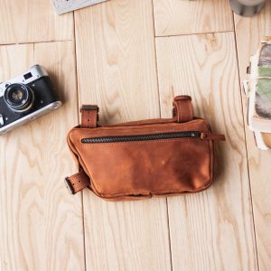 Premium Leather Bike Frame Bag Handmade Cycling Accessory for Style and Functionality
