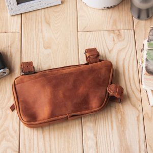 Premium Leather Bike Frame Bag Handmade Cycling Accessory for Style and Functionality