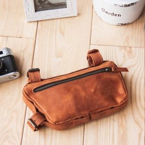 Premium Leather Bike Frame Bag Handmade Cycling Accessory for Style and Functionality
