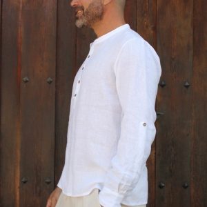 Premium Linen Henley Shirt for Men Experience Comfort and Style