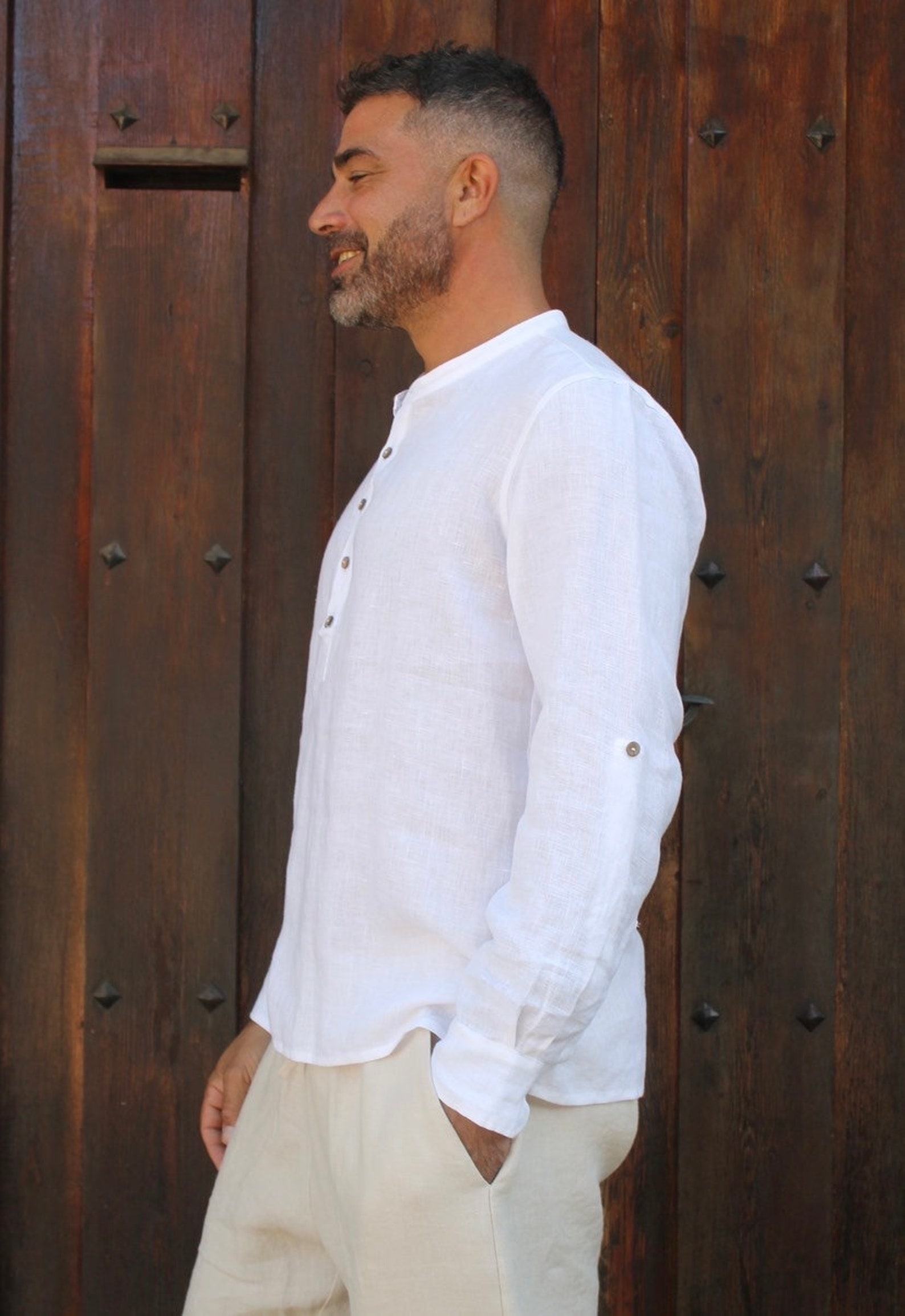 Premium Linen Henley Shirt for Men Experience Comfort and Style - Image 4