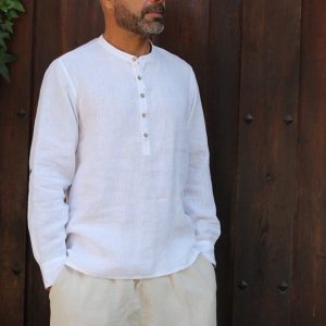 Premium Linen Henley Shirt for Men Experience Comfort and Style