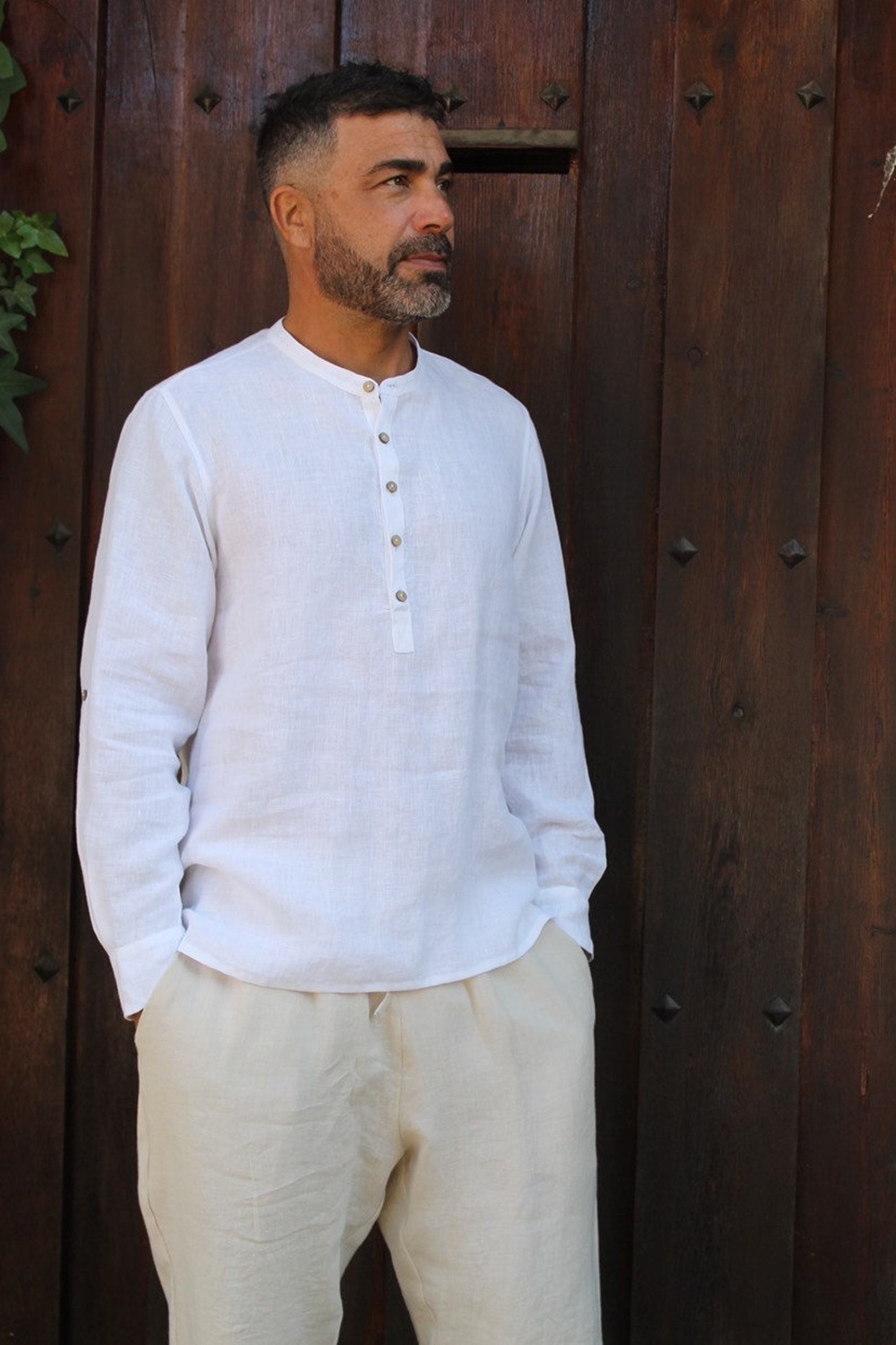 Premium Linen Henley Shirt for Men Experience Comfort and Style - Image 3