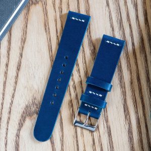 Premium Vegetable Tanned Navy Blue Buttero Leather Watch Strap (18mm-22mm)