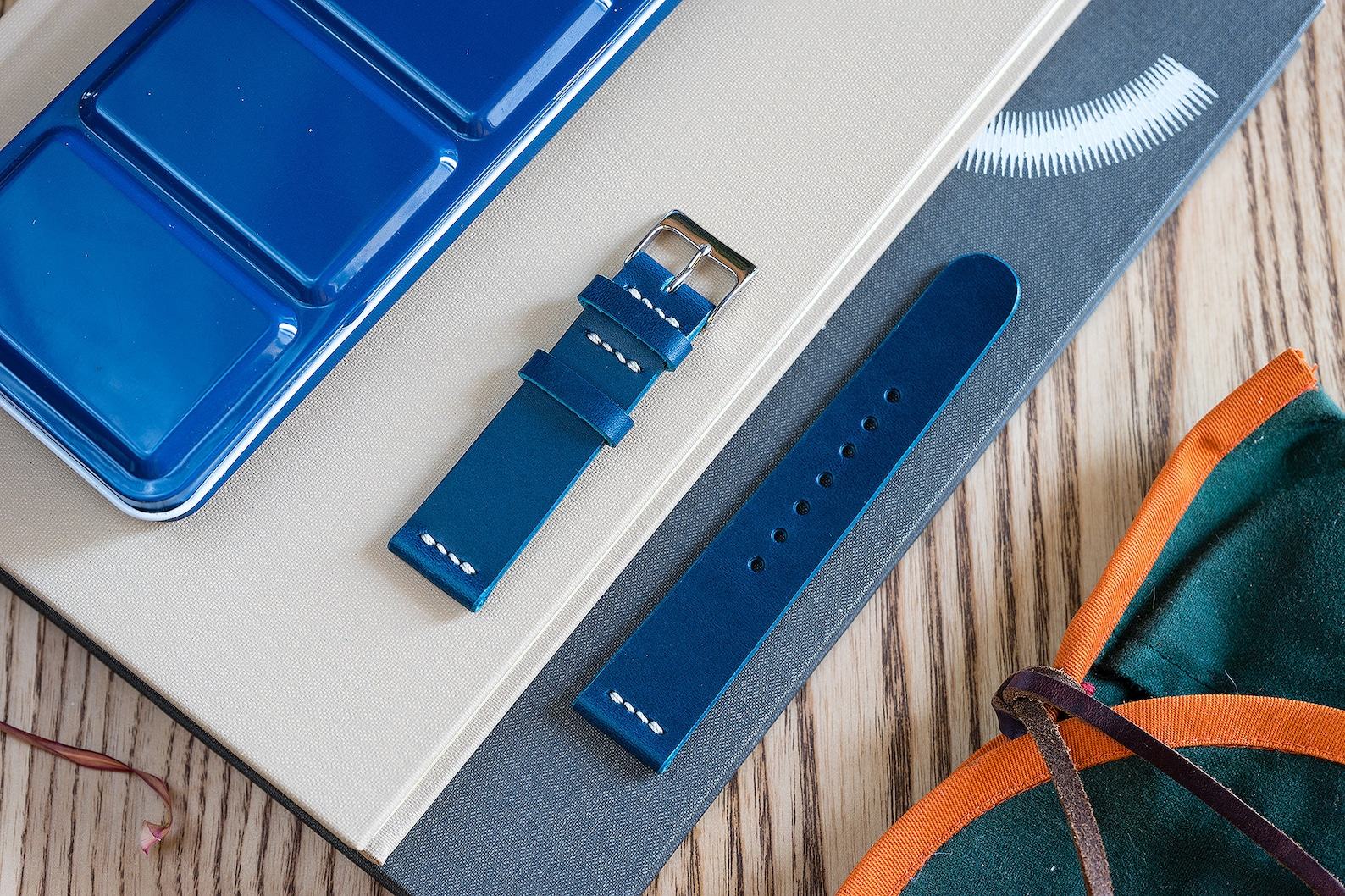 Premium Vegetable Tanned Navy Blue Buttero Leather Watch Strap (18mm-22mm) - Image 3