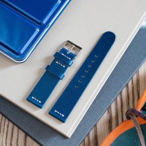 Premium Vegetable Tanned Navy Blue Buttero Leather Watch Strap (18mm-22mm)