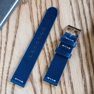 Premium Vegetable Tanned Navy Blue Buttero Leather Watch Strap (18mm-22mm)